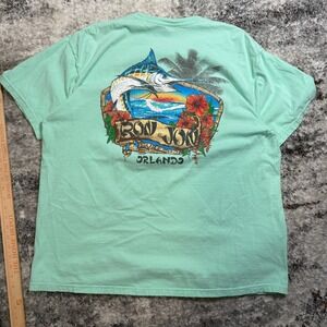 Ron Jon Surf Shop Orlando Graphic T Shirt Mens 2XL Mint Green Fishing Marlin